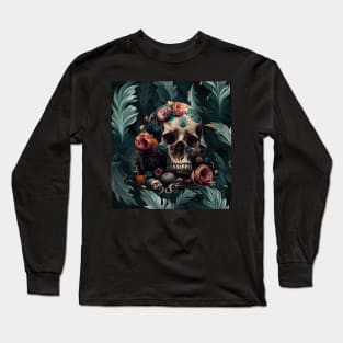 Painted Skull Flowers Jungle Long Sleeve T-Shirt